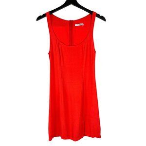 Reformation Tiegen Sleeveless Mini Dress Square Neck Slit in Coral Red Size 4